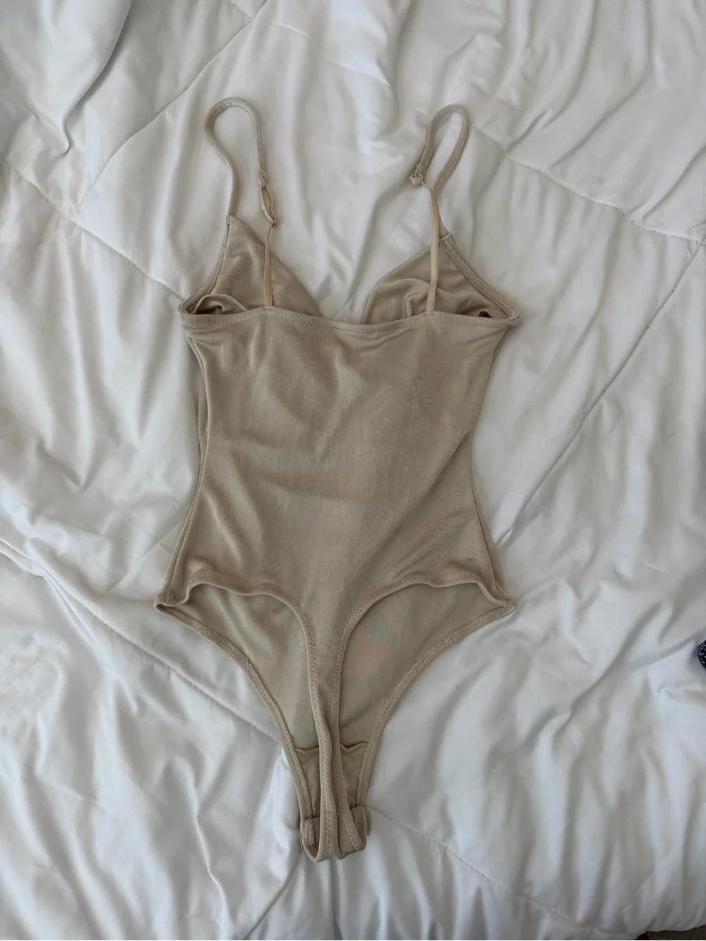 Free People Beige Cowl-Neck Knit Bodysuit